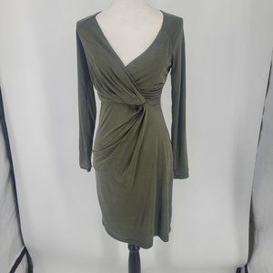 THE JETSET DIARIES Green Kendall Dress Long Sleeve Draped Bust Womens Size Small